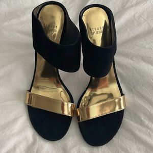 Stuart Weitzman Black Gold Heels size 9.5